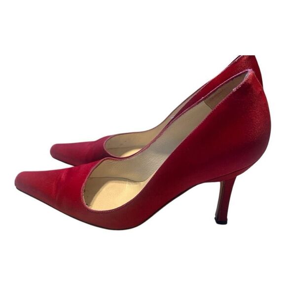 Manolo Blahnik Size 36 Pointed Toe Suede Pump Heels Red Classic Dressy Glam - Picture 1 of 16